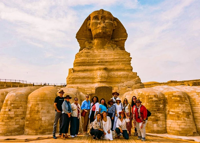Family in front of the Sphinx in Egypt